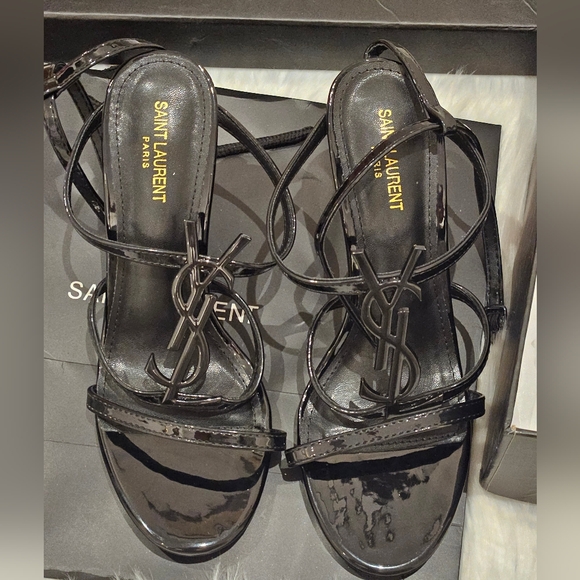 Yves Saint Laurent Black Strappy Heels - Picture 13 of 16